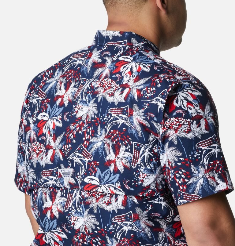 Men's Columbia PFG Trollers Best Short Sleeve Shirts Flower | Plus Size CA-U85AC